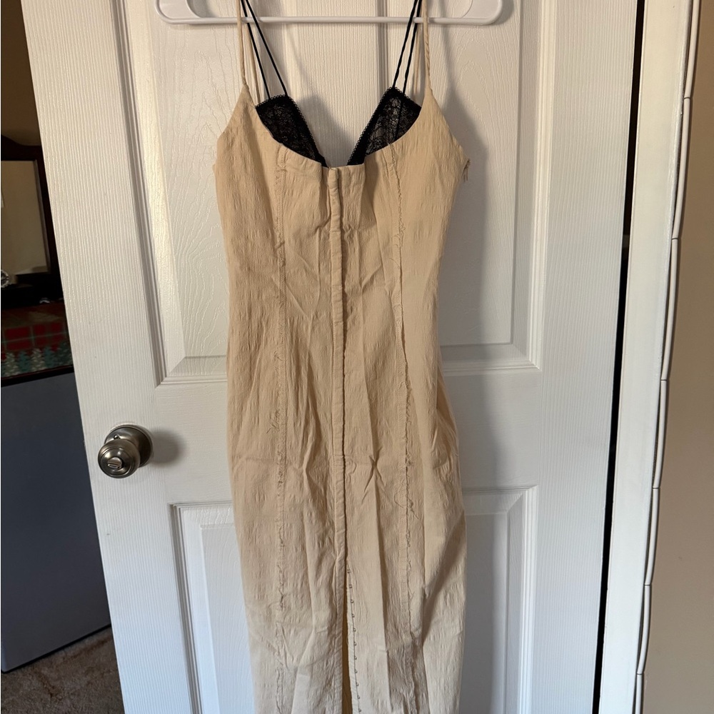 Zara Cream and Black Lace Dress